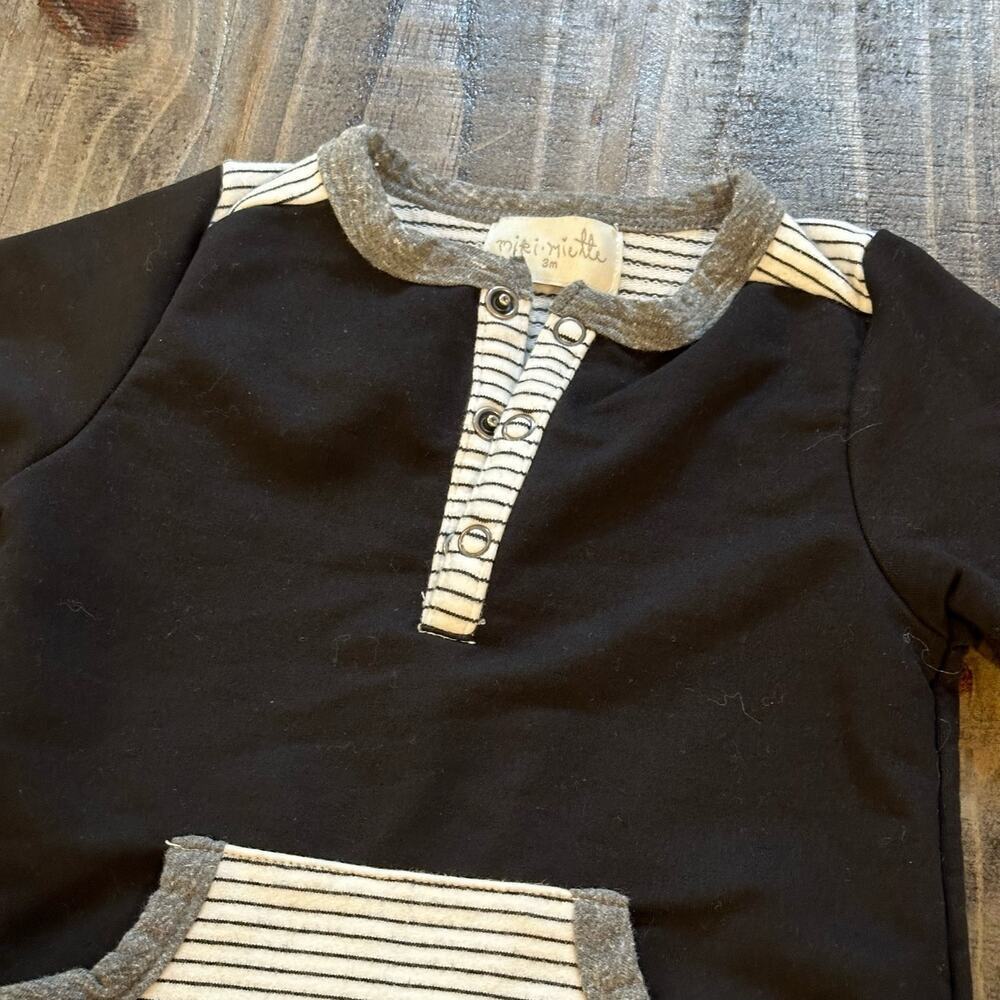 Miki Miette Bailey Long Sleeve Striped Pocket Romper Miki Miette sz 3m - Picture 3 of 7